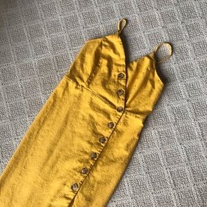 Yellow Linen Button Down Dress